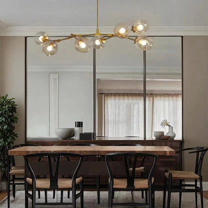 Modern Industrial Branch Chandelier with Multiple Glass Pendants Extra Large for Living or Dining Room - Zelno Lighting