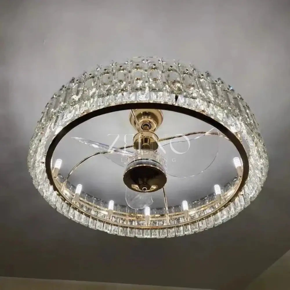 Modern Invisible Blade Fan Light Crystal Chandelier for Living/Dining Room/Bedroom - Zelno