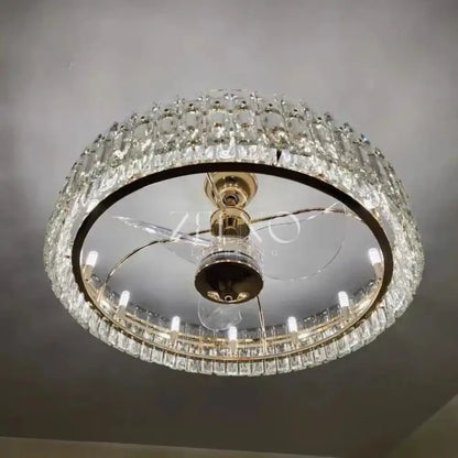 Modern Invisible Blade Fan Light Crystal Chandelier for Living/Dining Room/Bedroom - Zelno