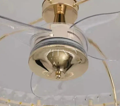 Modern Invisible Blade Fan Light Crystal Chandelier for Living/Dining Room/Bedroom - Zelno