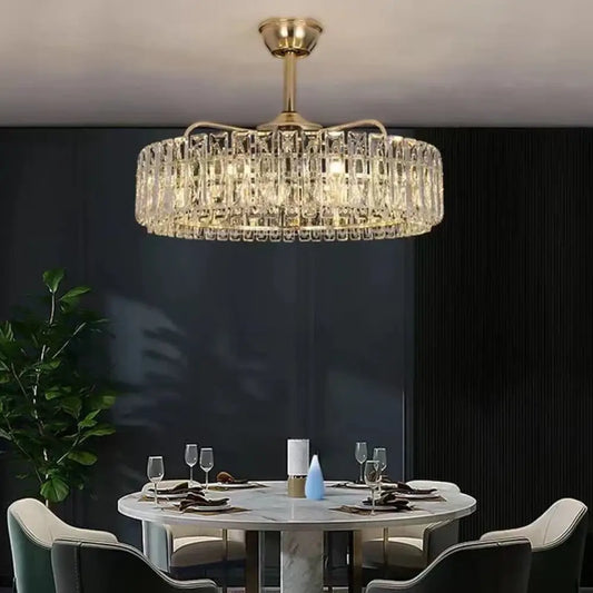 Modern Invisible Blade Fan Light Crystal Chandelier for Living/Dining Room/Bedroom - Zelno