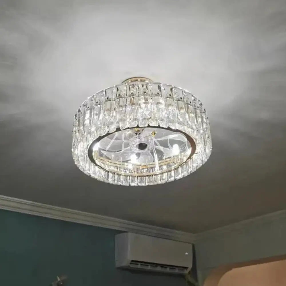 Modern Invisible Blade Fan Light Crystal Chandelier for Living/Dining Room/Bedroom - Zelno