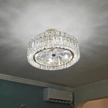 Modern Invisible Blade Fan Light Crystal Chandelier for Living/Dining Room/Bedroom - Zelno