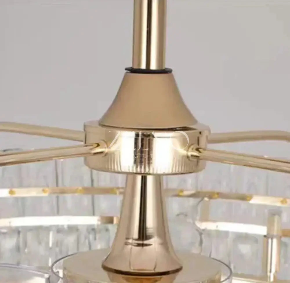Modern Invisible Blade Fan Light Crystal Chandelier for Living/Dining Room/Bedroom - Zelno