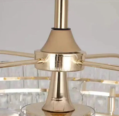 Modern Invisible Blade Fan Light Crystal Chandelier for Living/Dining Room/Bedroom - Zelno