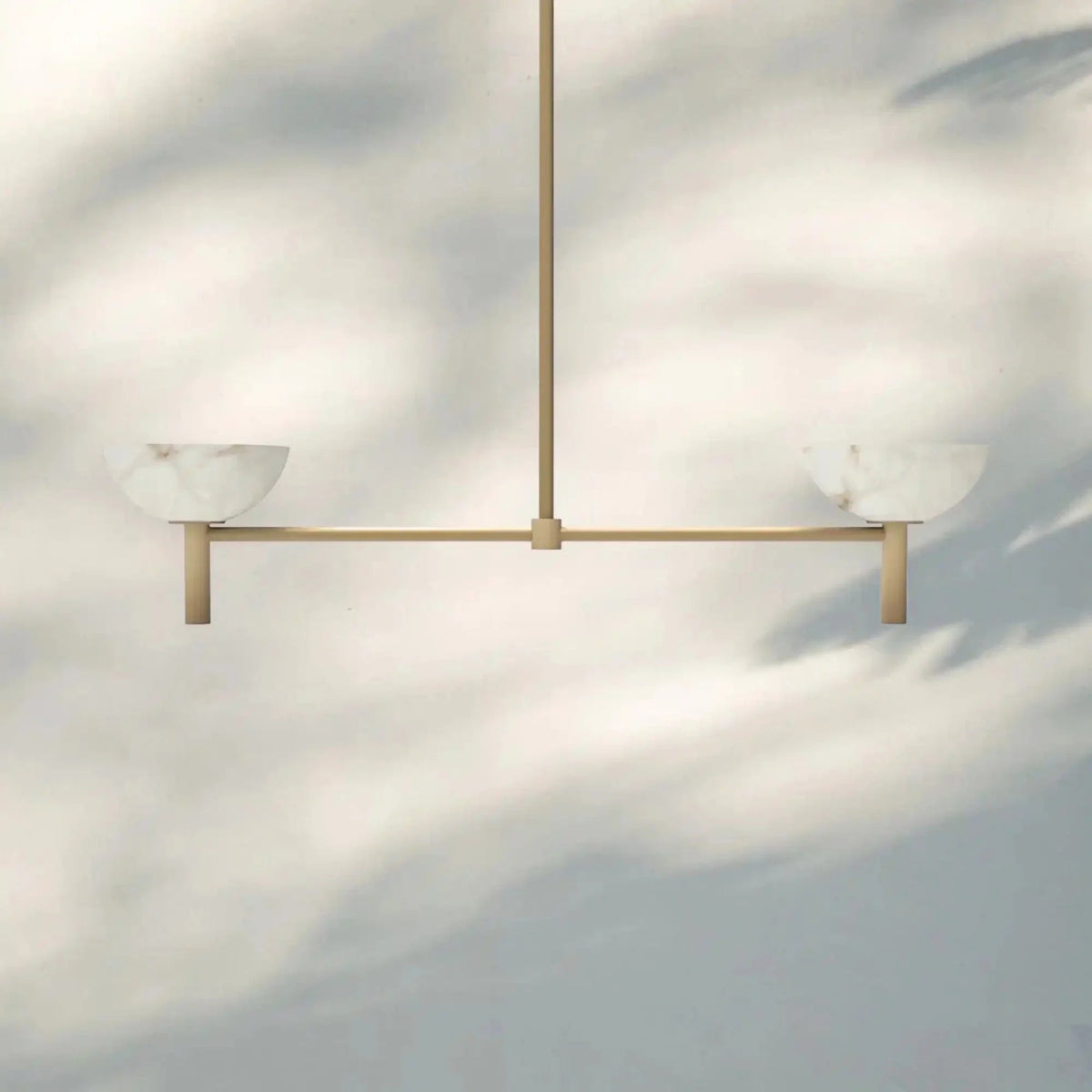 Modern Kitchen Island Pendant Light with Alabaster Shades, Linear Real Alabaster Pendant Lamp - Zelno