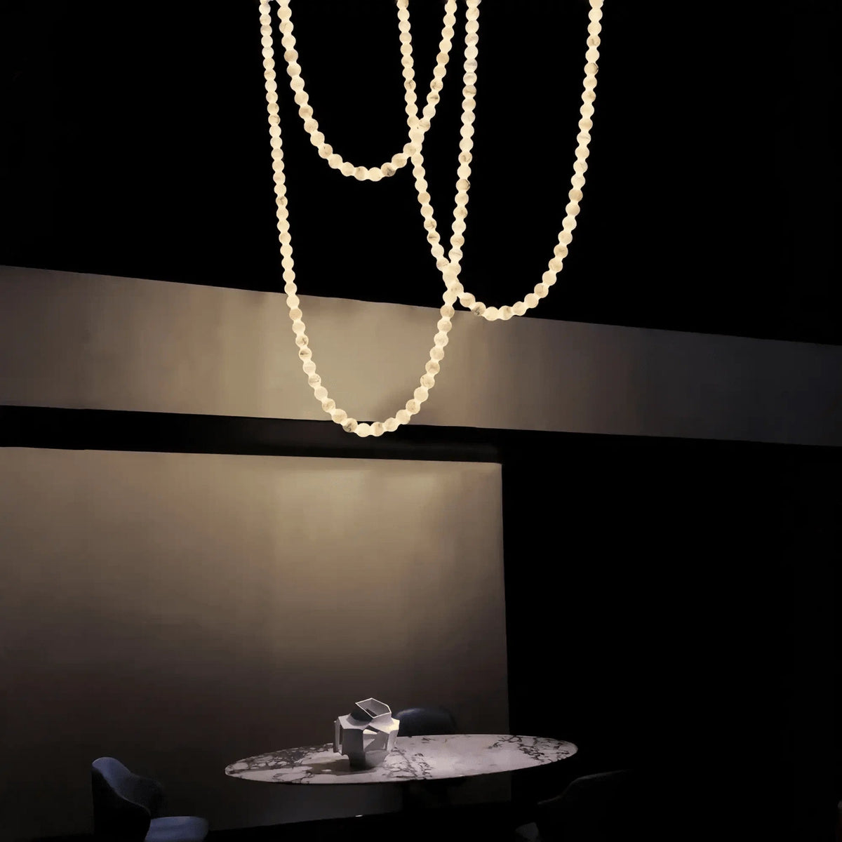 Modern LED Natural Alabaster Globes Beads Hanging Chandelier Indoor Lighting Fixture - Zelno Lighting