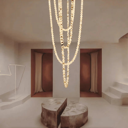 Modern LED Natural Alabaster Globes Beads Hanging Chandelier Indoor Lighting Fixture - Zelno Lighting