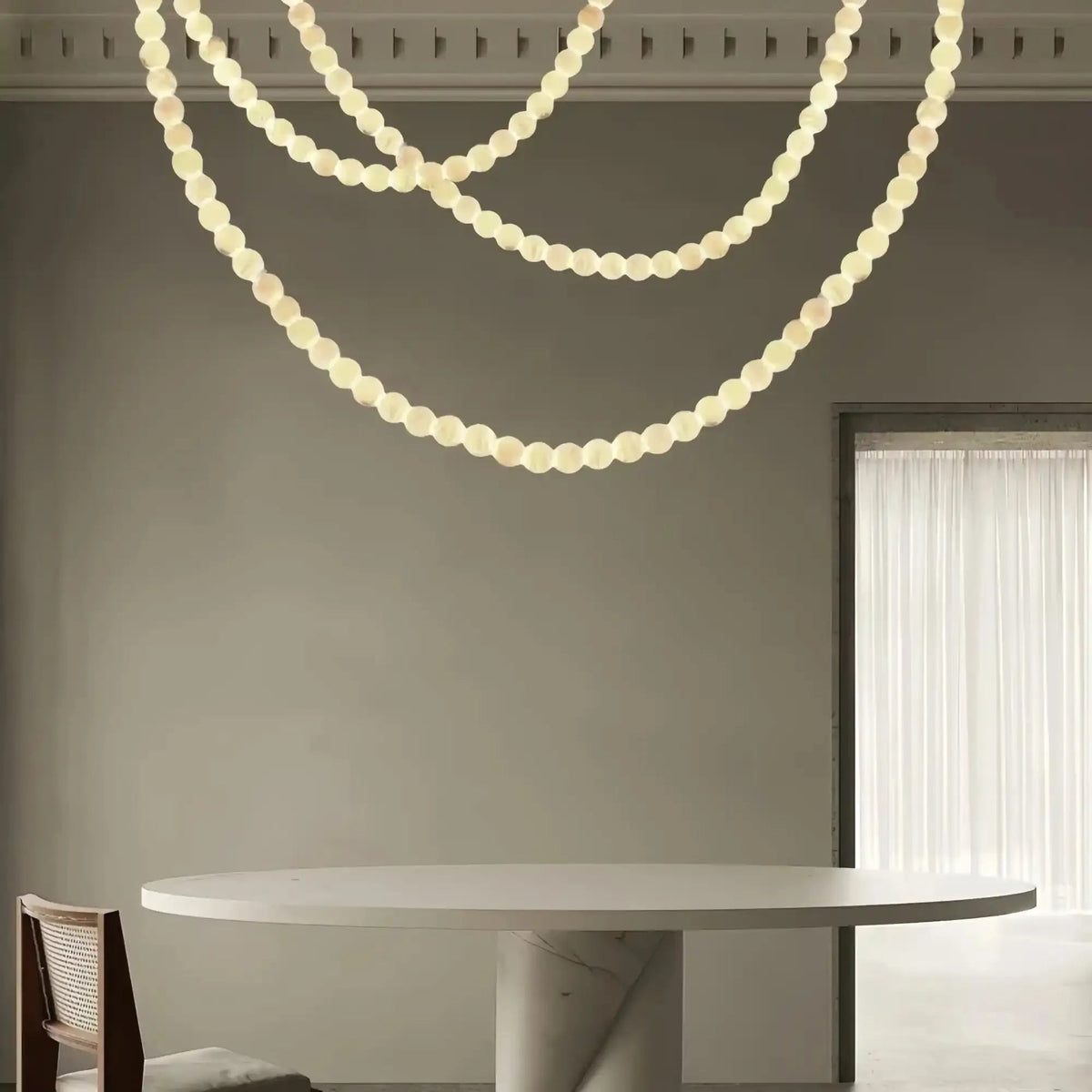 Modern LED Natural Alabaster Globes Beads Hanging Chandelier Indoor Lighting Fixture - Zelno Lighting