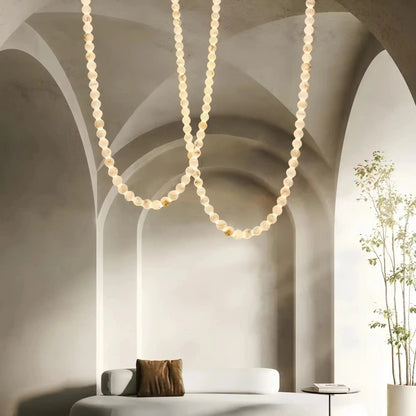 Modern LED Natural Alabaster Globes Beads Hanging Chandelier Indoor Lighting Fixture - Zelno Lighting