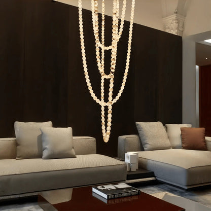 Modern LED Natural Alabaster Globes Beads Hanging Chandelier Indoor Lighting Fixture - Zelno Lighting