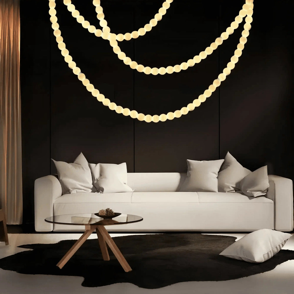 Modern LED Natural Alabaster Globes Beads Hanging Chandelier Indoor Lighting Fixture - Zelno Lighting