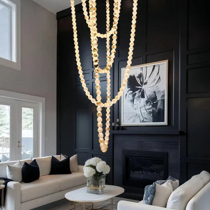 Modern LED Natural Alabaster Globes Beads Hanging Chandelier Indoor Lighting Fixture - Zelno Lighting