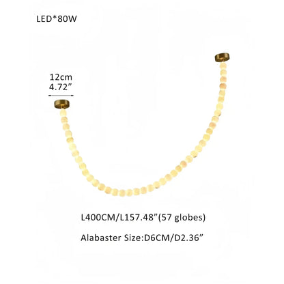 Modern LED Natural Alabaster Globes Beads Hanging Chandelier Indoor Lighting Fixture - Zelno Lighting