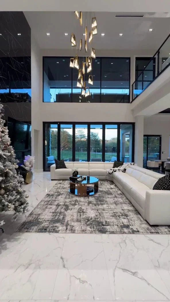 Modern Light Luxury Alabaster Chandelier in Gold Finish - Zelno Lighting