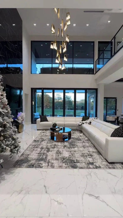Modern Light Luxury Alabaster Chandelier in Gold Finish - Zelno Lighting