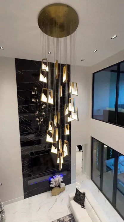 Modern Light Luxury Alabaster Chandelier in Gold Finish - Zelno Lighting