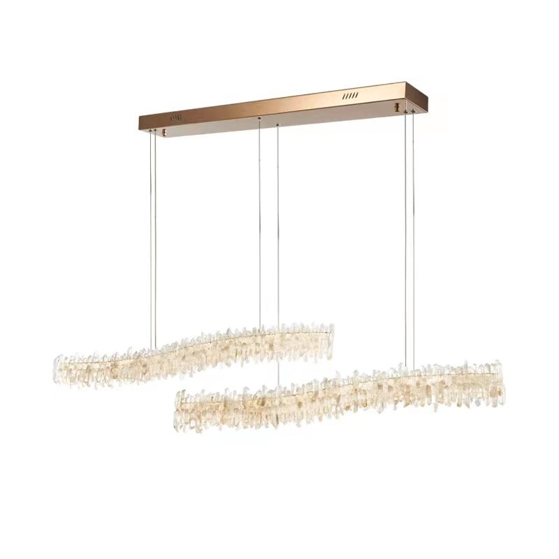 Modern Light Luxury Designer Model Natural Crystal Stone Long Dining Chandelier Furniture for Dining Room/Kitchen Island/Study Room - Zelno Lighting