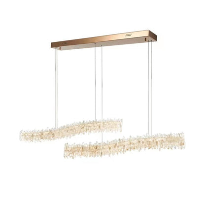 Modern Light Luxury Designer Model Natural Crystal Stone Long Dining Chandelier Furniture for Dining Room/Kitchen Island/Study Room - Zelno Lighting