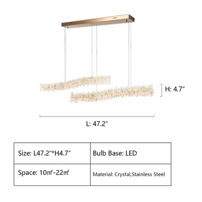 Modern Light Luxury Designer Model Natural Crystal Stone Long Dining Chandelier Furniture for Dining Room/Kitchen Island/Study Room - Zelno Lighting