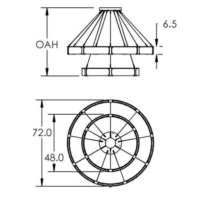 Modern Light Luxury Two-tier Glass Ring Chandelier - Zelno Lighting