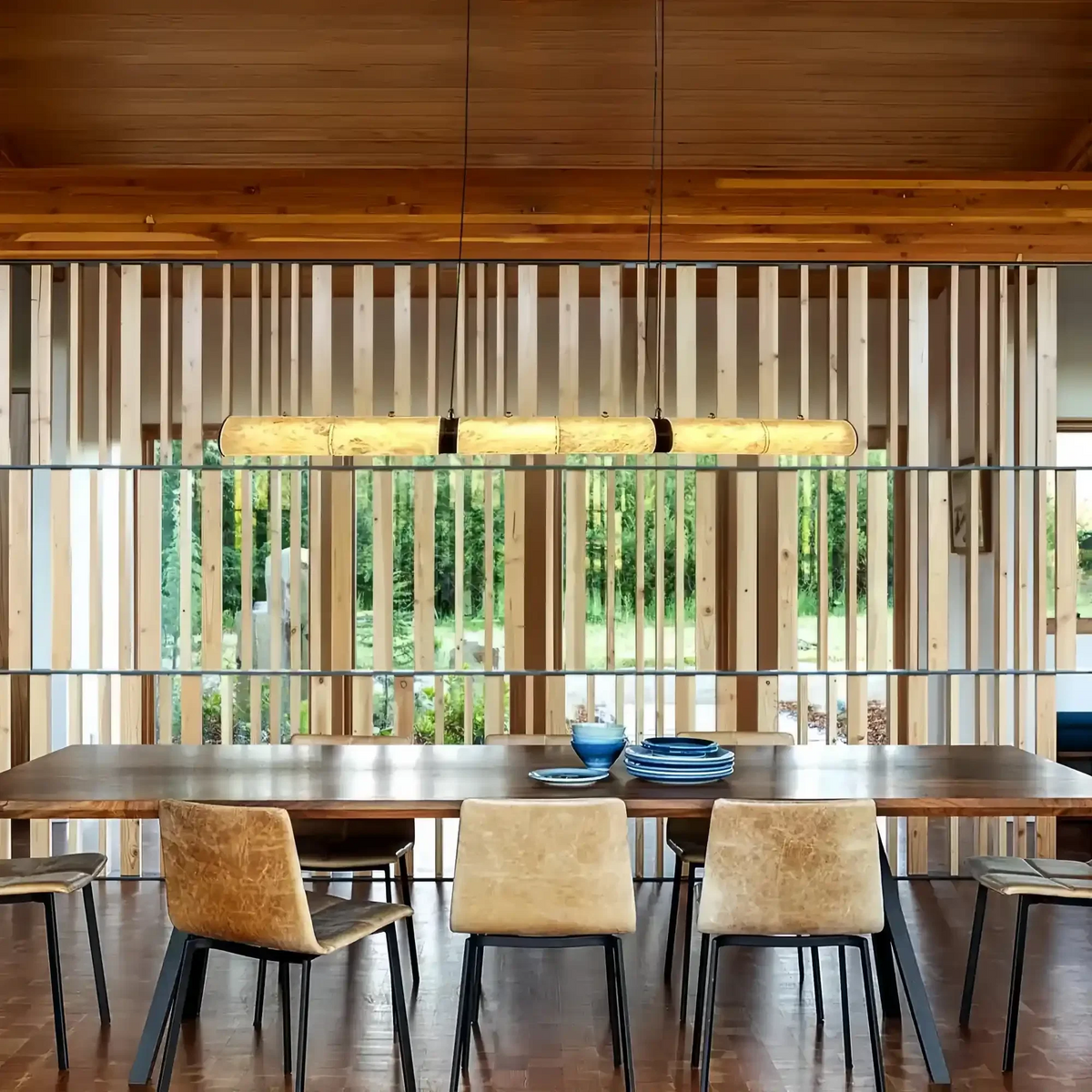 Modern Linear Alabaster Chandelier, Chandelier Over Dining Table - Zelno Lighting