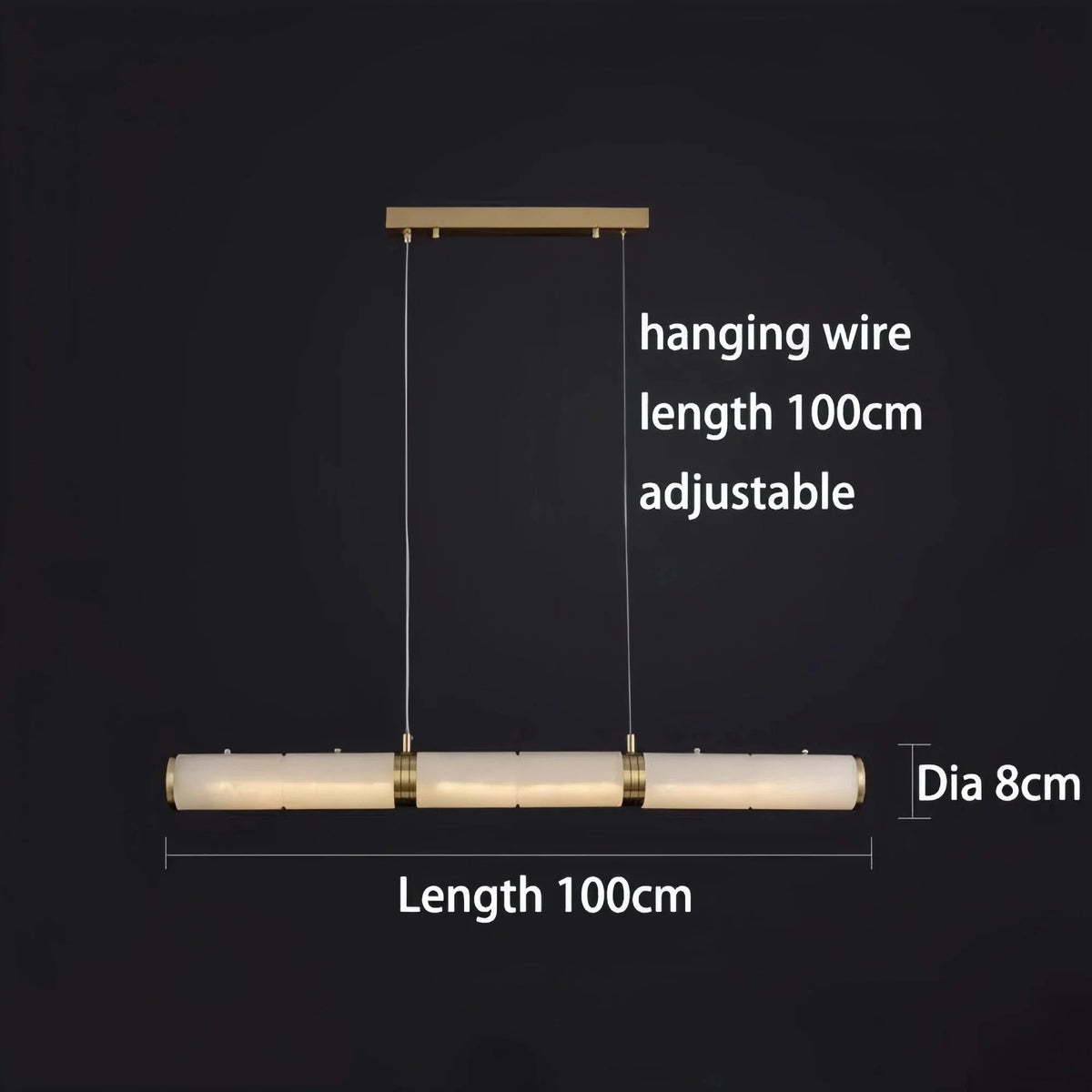 Modern Linear Alabaster Chandelier, Chandelier Over Dining Table - Zelno Lighting