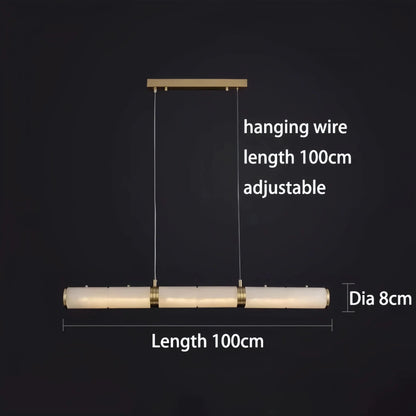 Modern Linear Alabaster Chandelier, Chandelier Over Dining Table - Zelno Lighting