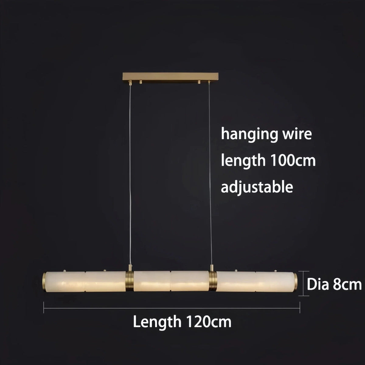 Modern Linear Alabaster Chandelier, Chandelier Over Dining Table - Zelno Lighting