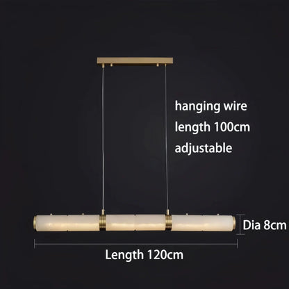 Modern Linear Alabaster Chandelier, Chandelier Over Dining Table - Zelno Lighting