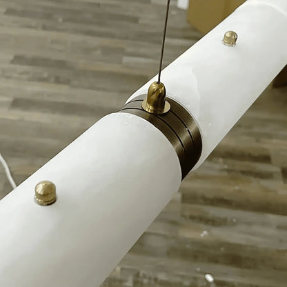 Modern Linear Alabaster Chandelier, Chandelier Over Dining Table - Zelno Lighting
