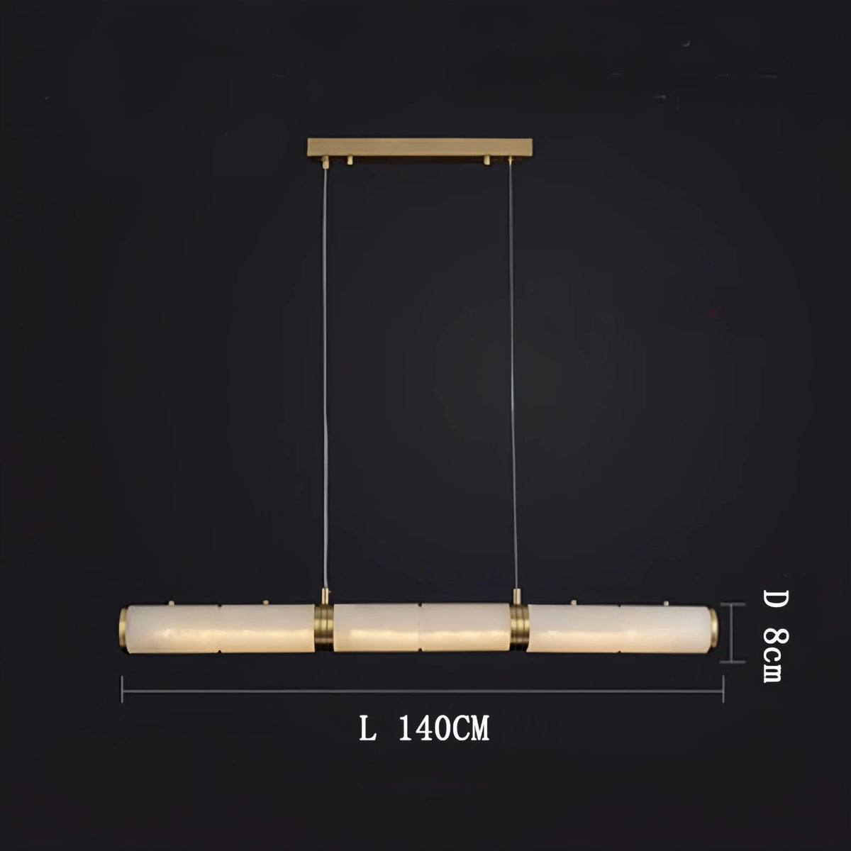 Modern Linear Alabaster Chandelier, Chandelier Over Dining Table - Zelno Lighting
