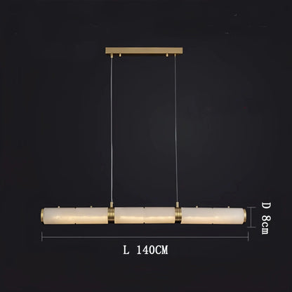 Modern Linear Alabaster Chandelier, Chandelier Over Dining Table - Zelno Lighting