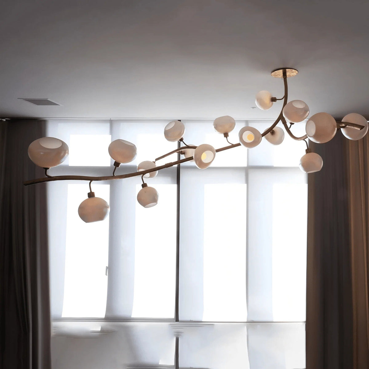 Modern Linear Brass Branches Chandelier for Dining Room - Zelno Lighting
