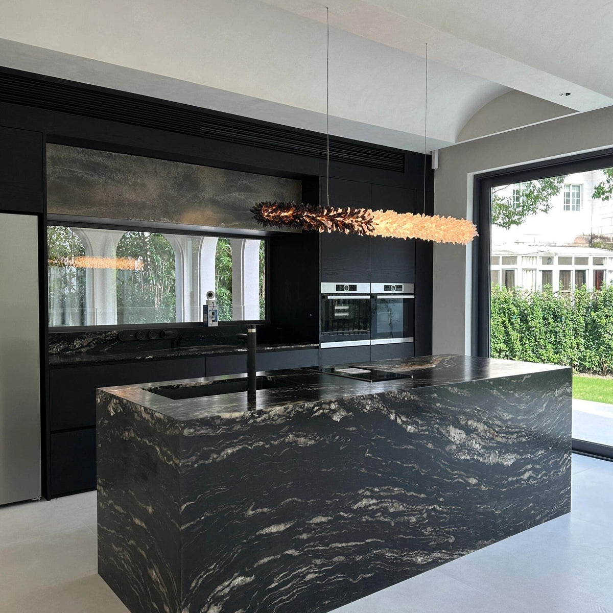 Modern Linear Natural Crystal Stick Chandelier - Zelno Lighting