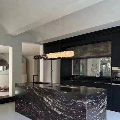 Modern Linear Natural Crystal Stick Chandelier - Zelno Lighting