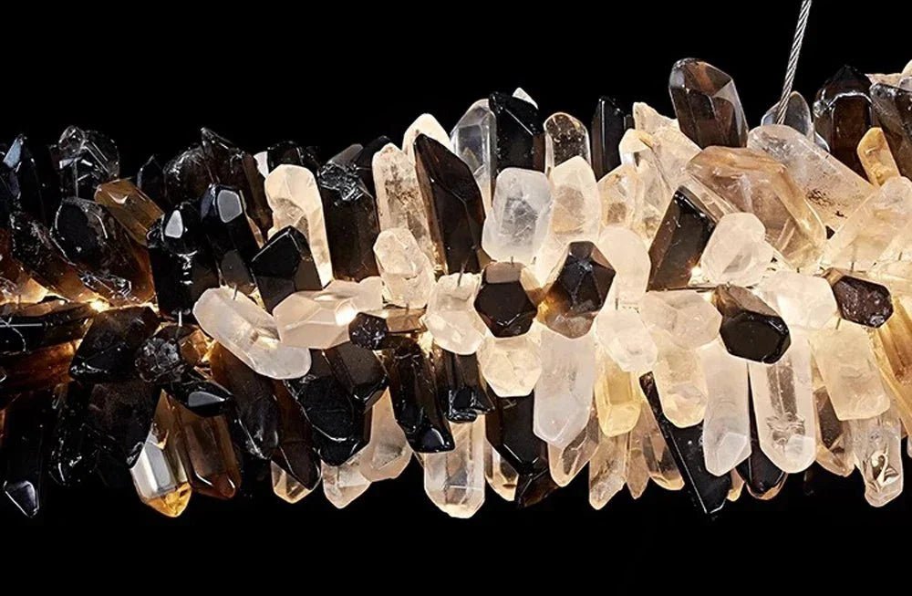 Modern Linear Natural Crystal Stick Chandelier - Zelno Lighting