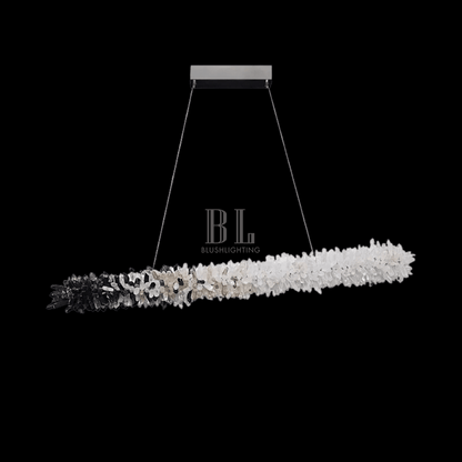 Modern Linear Natural Crystal Stick Chandelier - Zelno Lighting