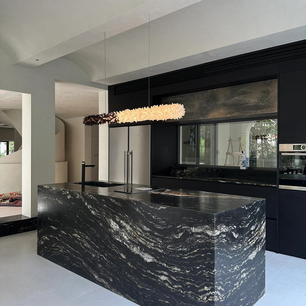Modern Linear Natural Crystal Stick Chandelier - Zelno Lighting