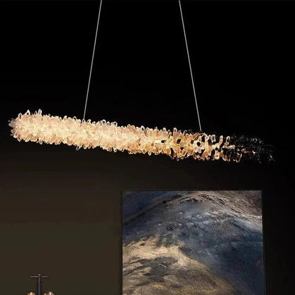 Modern Linear Natural Crystal Stick Chandelier - Zelno Lighting