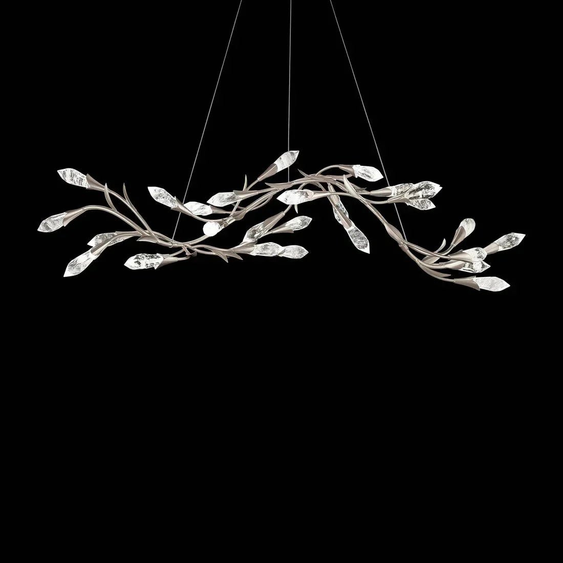 Modern Linear/Round Floral Branches Crystal Chandelier - Zelno Lighting
