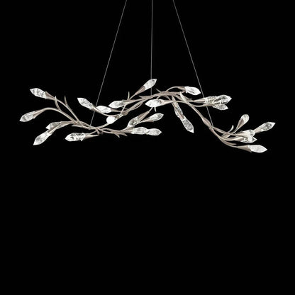 Modern Linear/Round Floral Branches Crystal Chandelier - Zelno Lighting