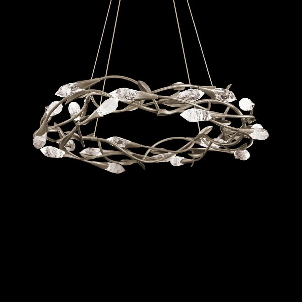 Modern Linear/Round Floral Branches Crystal Chandelier - Zelno Lighting