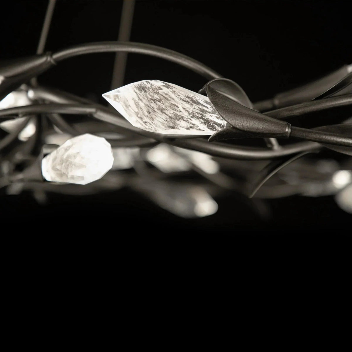 Modern Linear/Round Floral Branches Crystal Chandelier - Zelno Lighting