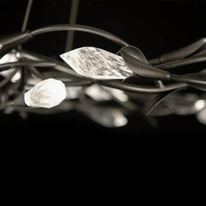 Modern Linear/Round Floral Branches Crystal Chandelier - Zelno Lighting
