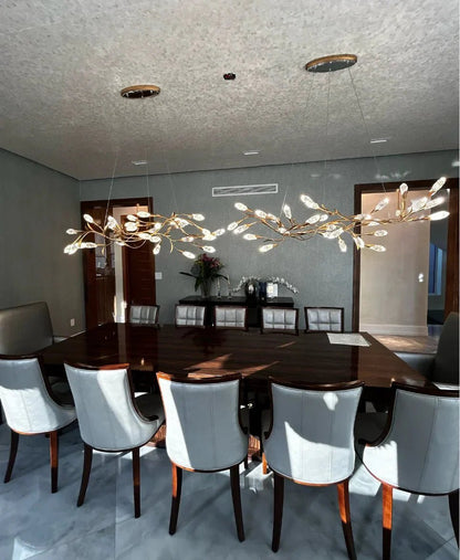 Modern Linear/Round Floral Branches Crystal Chandelier - Zelno Lighting