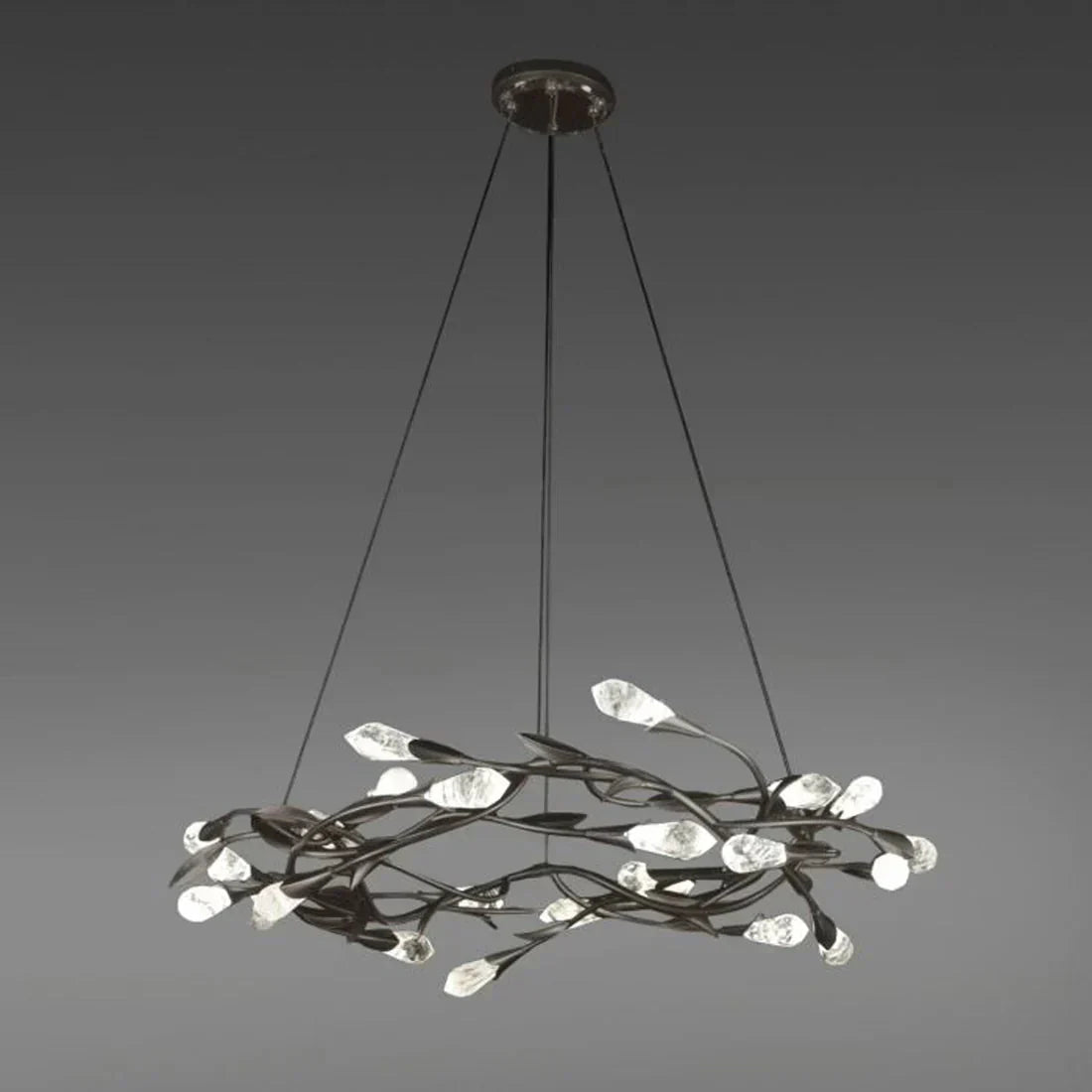 Modern Linear/Round Floral Branches Crystal Chandelier - Zelno Lighting