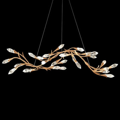 Modern Linear/Round Floral Branches Crystal Chandelier - Zelno Lighting