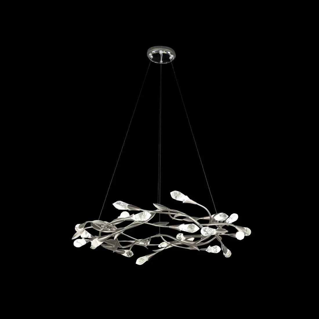 Modern Linear/Round Floral Branches Crystal Chandelier - Zelno Lighting