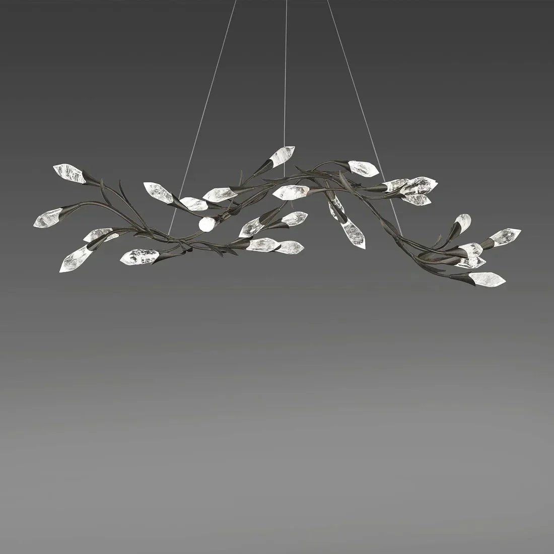 Modern Linear/Round Floral Branches Crystal Chandelier - Zelno Lighting